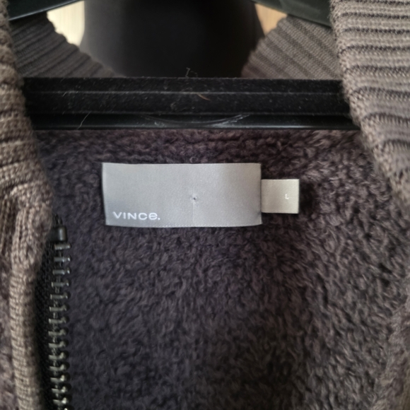 Vince Men's Heather Gray Zip-Up Sweater - Picture 3 of 4